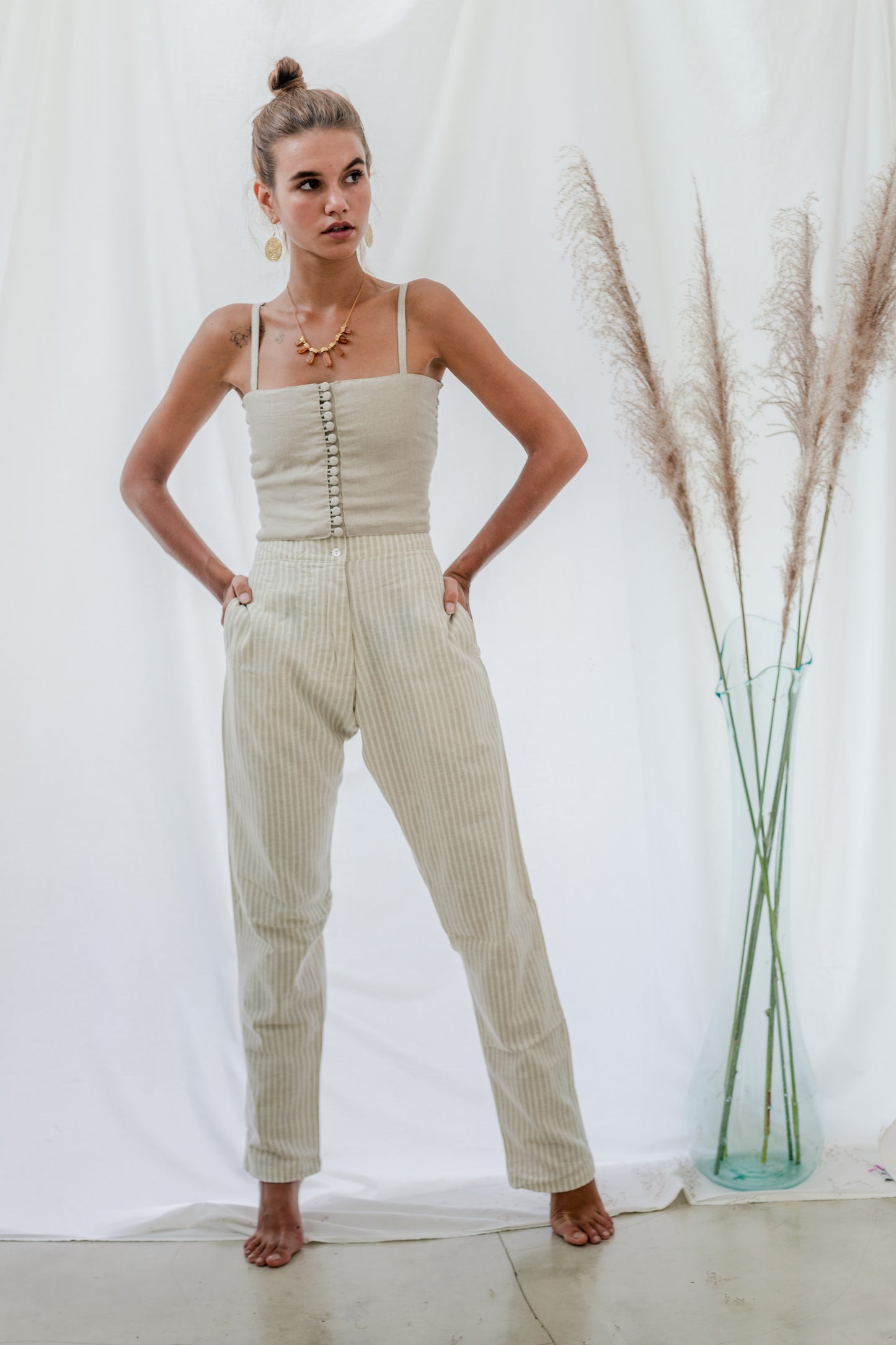 Ochre + Earth Sunday Trousers Hemp Stripe